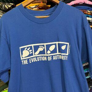 80s vintage girl boss evolution of authority footprint novelty shirt